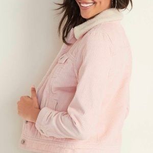 Sherpa-Lined Pink Corduroy Jacket